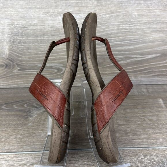 Teva Keelie Brown Leather Womens Sz 7.5 Thong Slip On T-Strap Flip Flop Sandals - Picture 10 of 15